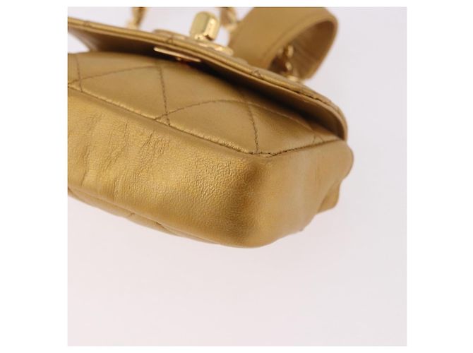 CHANEL Matelasse Chain Pouch Lamb Skin Gold CC Auth bs35703V D'oro - vista 16