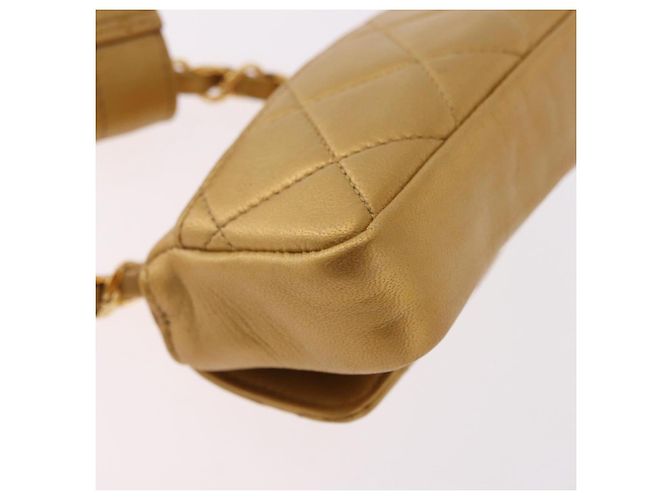 CHANEL Matelasse Chain Pouch Lamb Skin Gold CC Auth bs35703V D'oro - vista 17