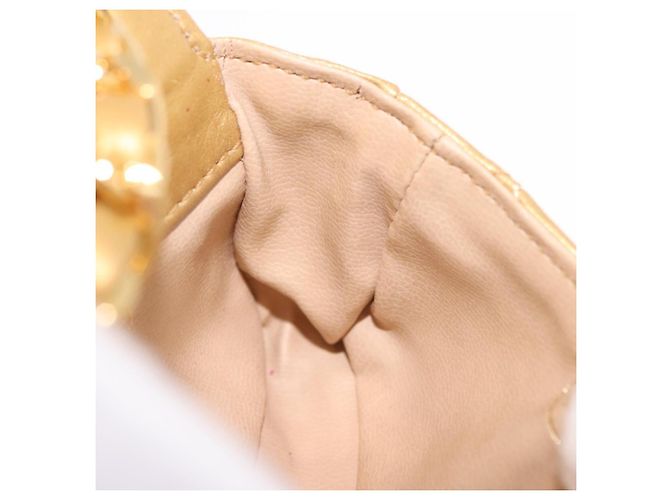 CHANEL Matelasse Chain Pouch Lamb Skin Gold CC Auth bs35703V D'oro - vista 23