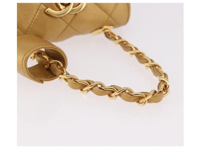 CHANEL Matelasse Chain Pouch Lamb Skin Gold CC Auth bs35703V D'oro - vista 7