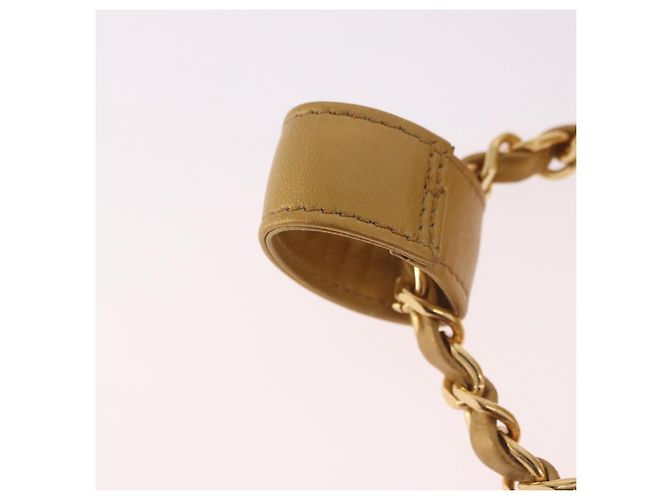 CHANEL Matelasse Chain Pouch Lamb Skin Gold CC Auth bs35703V D'oro - vista 8