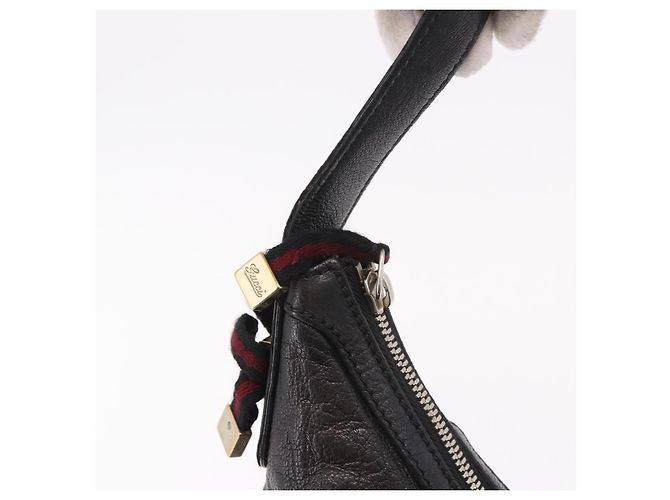 Borsa a Spalla GUCCI in Pelle Nera e Oro 162882 Auth 189322A Nero D'oro - vista 10