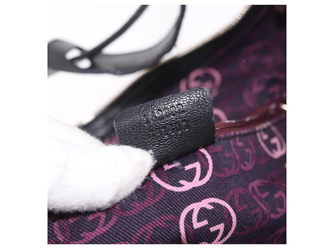 Borsa a Spalla GUCCI in Pelle Nera e Oro 162882 Auth 189322A Nero D'oro - vista 12