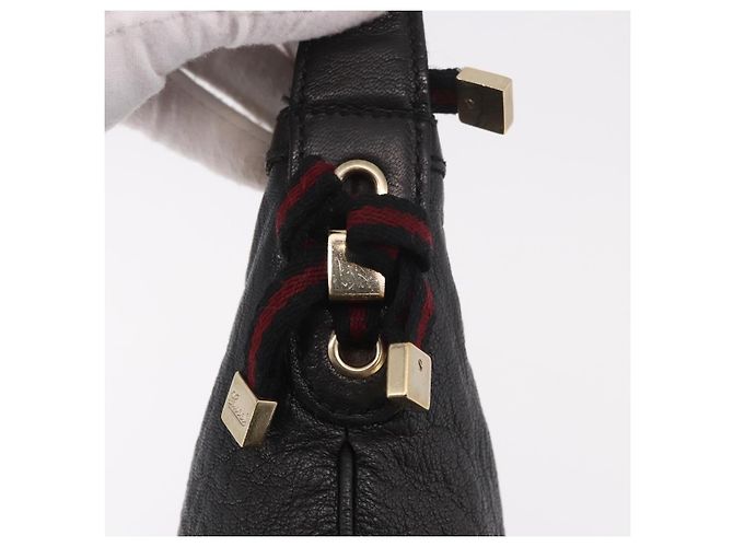 Borsa a Spalla GUCCI in Pelle Nera e Oro 162882 Auth 189322A Nero D'oro - vista 9