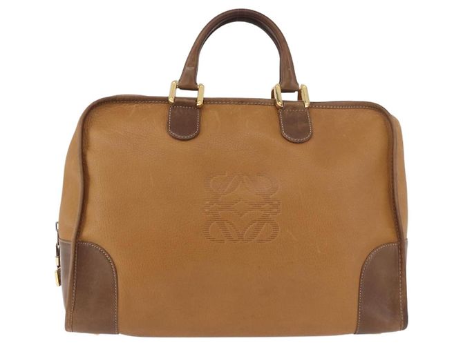 Borsa Boston LOEWE Anagram in pelle marrone oro Auth bs35675 D'oro - vista 13