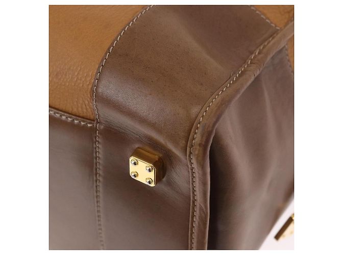 Borsa Boston LOEWE Anagram in pelle marrone oro Auth bs35675 D'oro - vista 16