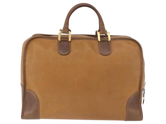 Borsa Boston LOEWE Anagram in pelle marrone oro Auth bs35675 D'oro - vista 2