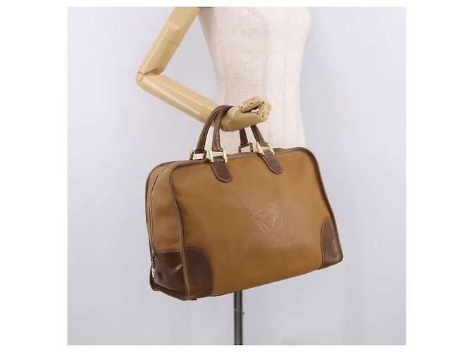Borsa Boston LOEWE Anagram in pelle marrone oro Auth bs35675 D'oro - vista 21