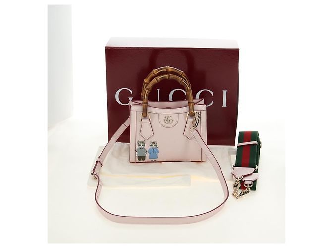 Borsa a Mano GUCCI Bamboo in Pelle 3way Oro Rosa 841488 Auth 185846SM D'oro - vista 12