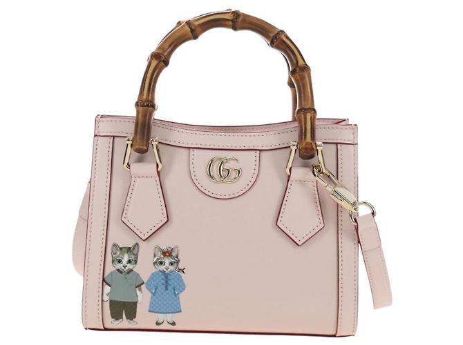 Borsa a Mano GUCCI Bamboo in Pelle 3way Oro Rosa 841488 Auth 185846SM D'oro - vista 13