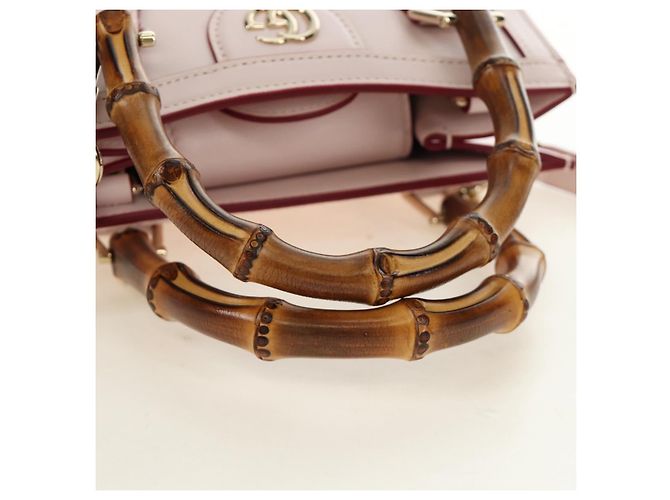 Borsa a Mano GUCCI Bamboo in Pelle 3way Oro Rosa 841488 Auth 185846SM D'oro - vista 7