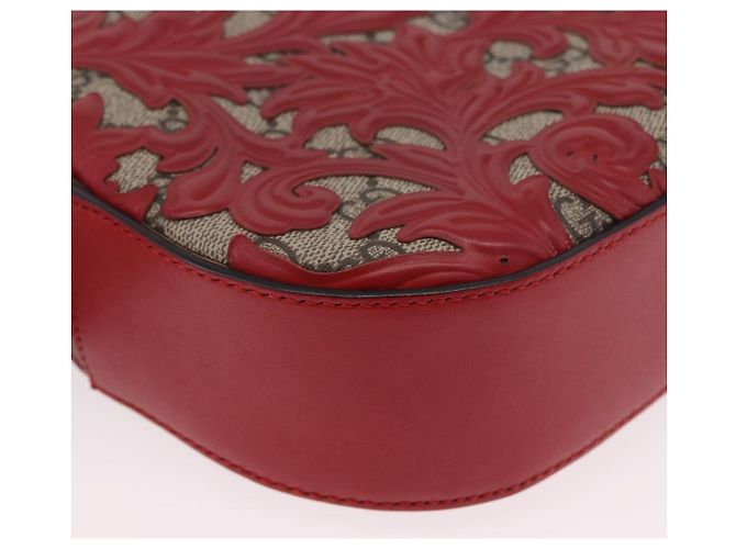Borsa a tracolla GUCCI GG Supreme in PVC Rosso Argento 409535 Auth am11964V - vue 10