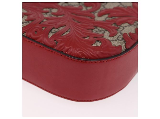 Borsa a tracolla GUCCI GG Supreme in PVC Rosso Argento 409535 Auth am11964V - vue 11