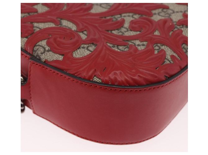 Borsa a tracolla GUCCI GG Supreme in PVC Rosso Argento 409535 Auth am11964V - vue 12