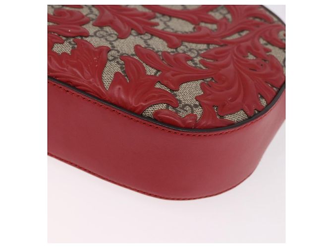 Borsa a tracolla GUCCI GG Supreme in PVC Rosso Argento 409535 Auth am11964V - vue 13