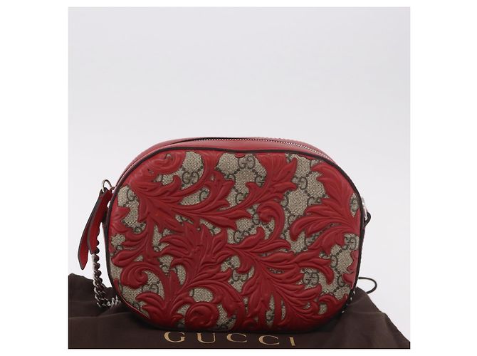 Borsa a tracolla GUCCI GG Supreme in PVC Rosso Argento 409535 Auth am11964V - vue 22