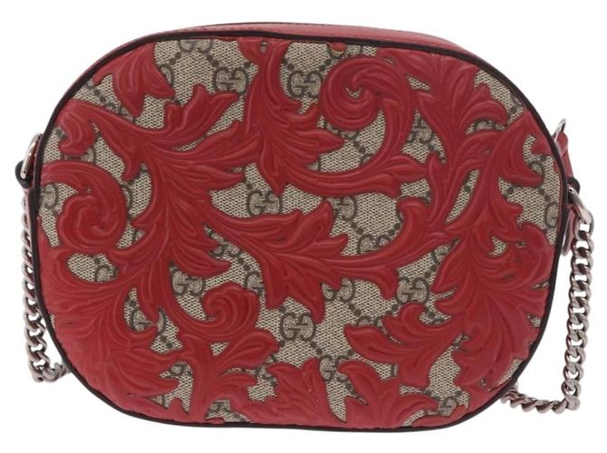 Borsa a tracolla GUCCI GG Supreme in PVC Rosso Argento 409535 Auth am11964V - vue 3