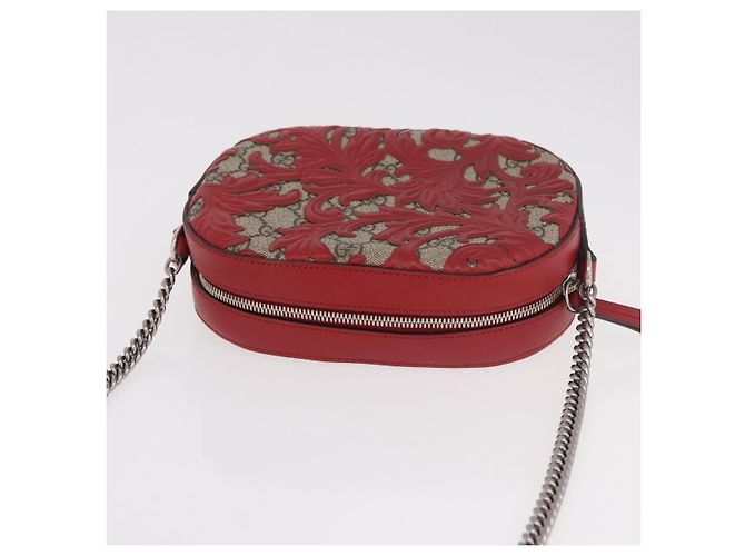 Borsa a tracolla GUCCI GG Supreme in PVC Rosso Argento 409535 Auth am11964V - vue 6