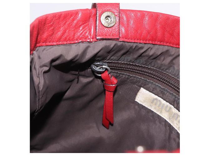 Miu Miu Tote Bag Leder Rot Auth ka4953A - Ansicht 19