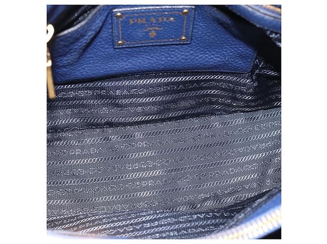 Borsa PRADA Vittero Dino Leather 2way Blu Oro Auth 188726 D'oro - vista 10