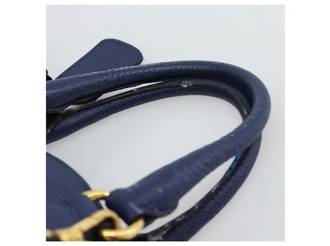 Borsa PRADA Vittero Dino Leather 2way Blu Oro Auth 188726 D'oro - vista 15
