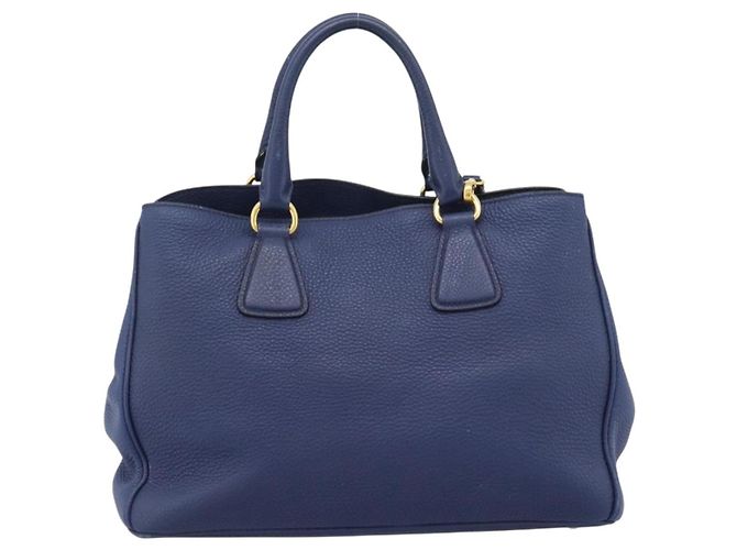 Borsa PRADA Vittero Dino Leather 2way Blu Oro Auth 188726 D'oro - vista 2