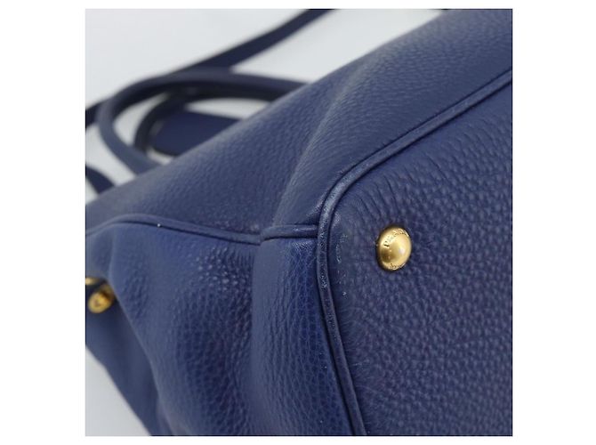Borsa PRADA Vittero Dino Leather 2way Blu Oro Auth 188726 D'oro - vista 20