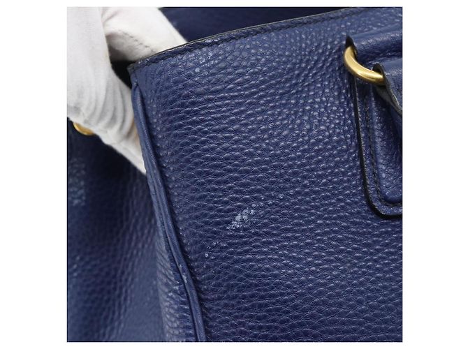 Borsa PRADA Vittero Dino Leather 2way Blu Oro Auth 188726 D'oro - vista 23