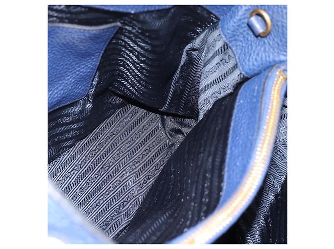 Borsa PRADA Vittero Dino Leather 2way Blu Oro Auth 188726 D'oro - vista 27