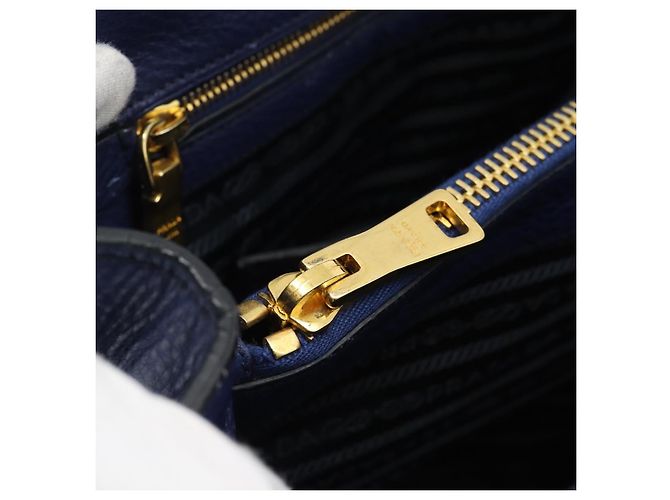 Borsa PRADA Vittero Dino Leather 2way Blu Oro Auth 188726 D'oro - vista 32