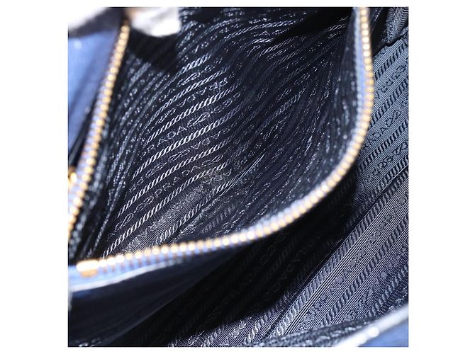 Borsa PRADA Vittero Dino Leather 2way Blu Oro Auth 188726 D'oro - vista 33