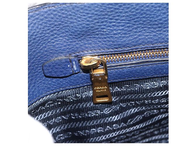 Borsa PRADA Vittero Dino Leather 2way Blu Oro Auth 188726 D'oro - vista 34