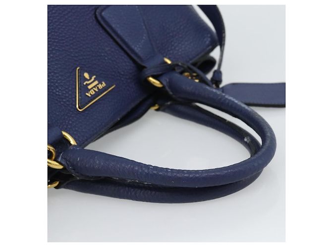Borsa PRADA Vittero Dino Leather 2way Blu Oro Auth 188726 D'oro - vista 6