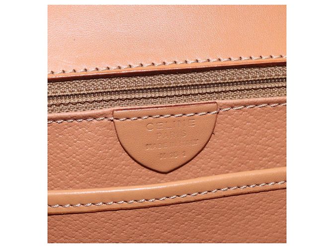 Céline Borsa CELINE Macadam Canvas PVC Pelle Marrone Oro Auth bs35662 D'oro - vista 12