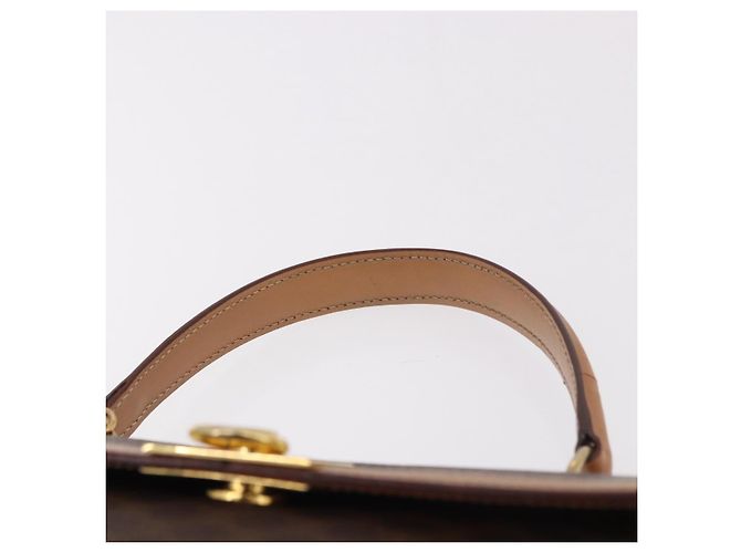 Céline Borsa CELINE Macadam Canvas PVC Pelle Marrone Oro Auth bs35662 D'oro - vista 14