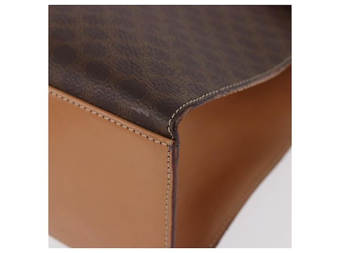 Céline Borsa CELINE Macadam Canvas PVC Pelle Marrone Oro Auth bs35662 D'oro - vista 15