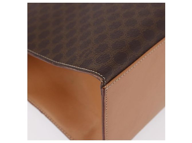 Céline Borsa CELINE Macadam Canvas PVC Pelle Marrone Oro Auth bs35662 D'oro - vista 16
