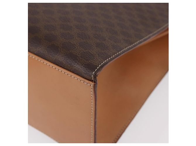 Céline Borsa CELINE Macadam Canvas PVC Pelle Marrone Oro Auth bs35662 D'oro - vista 17
