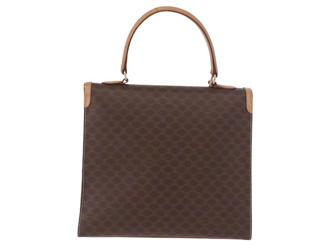 Céline Borsa CELINE Macadam Canvas PVC Pelle Marrone Oro Auth bs35662 D'oro - vista 2