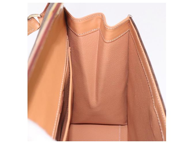 Céline Borsa CELINE Macadam Canvas PVC Pelle Marrone Oro Auth bs35662 D'oro - vista 20