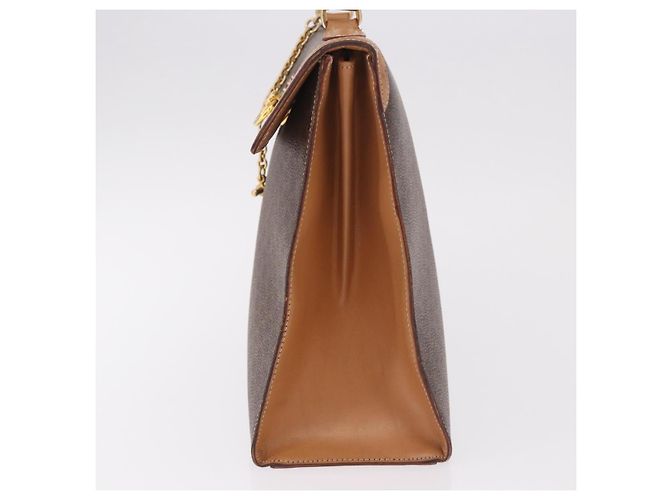 Céline Borsa CELINE Macadam Canvas PVC Pelle Marrone Oro Auth bs35662 D'oro - vista 3