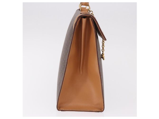 Céline Borsa CELINE Macadam Canvas PVC Pelle Marrone Oro Auth bs35662 D'oro - vista 4