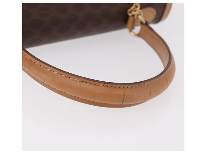 Céline Borsa CELINE Macadam Canvas PVC Pelle Marrone Oro Auth bs35662 D'oro - vista 7