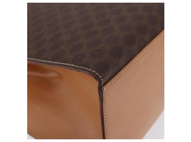 Céline Borsa CELINE Macadam Canvas PVC Pelle Marrone Oro Auth bs35662 D'oro - vista 9