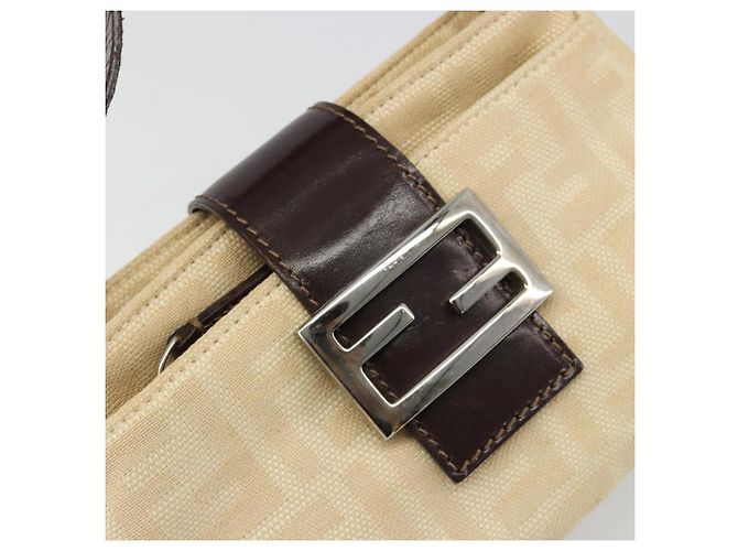 FENDI Zucca Canvas Mamma Baguette Borsa a Spalla Beige Argento Auth 187318A - vista 18