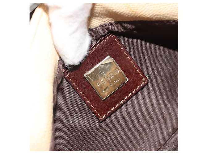 FENDI Zucca Canvas Mamma Baguette Borsa a Spalla Beige Argento Auth 187318A - vista 19