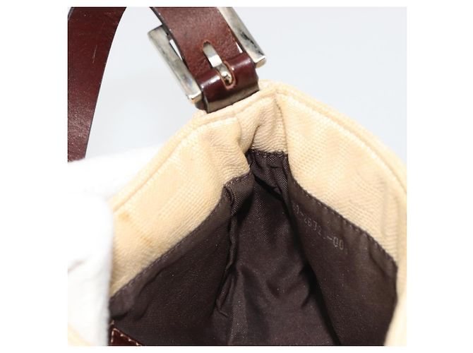 FENDI Zucca Canvas Mamma Baguette Borsa a Spalla Beige Argento Auth 187318A - vista 20