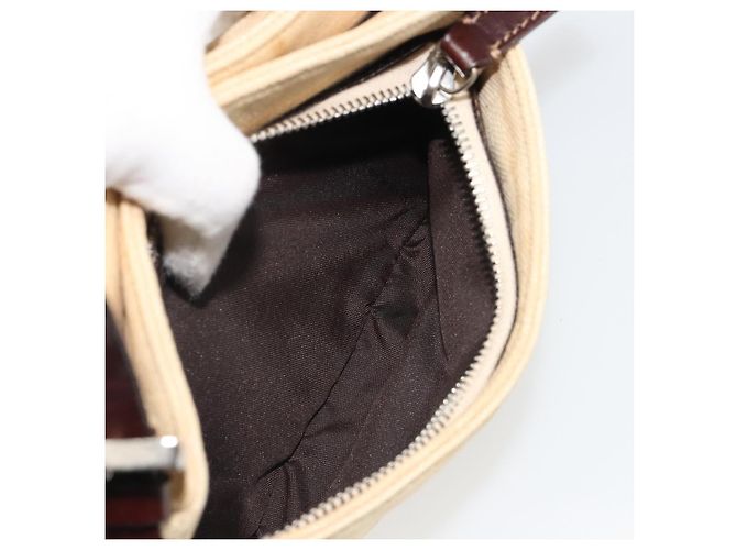 FENDI Zucca Canvas Mamma Baguette Borsa a Spalla Beige Argento Auth 187318A - vista 23
