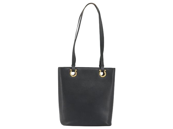 Borsa Tote Salvatore Ferragamo Gancini in pelle nera e oro Auth 187416 Nero D'oro - vista 13