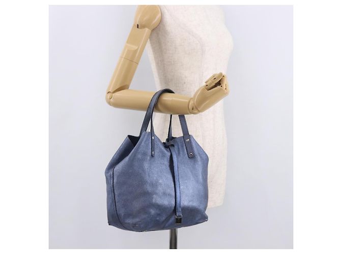 Autre Marque Borsa Reversibile TIFFANY&Co. in Pelle Scamosciata Blu Autentica 189384 - vista 19